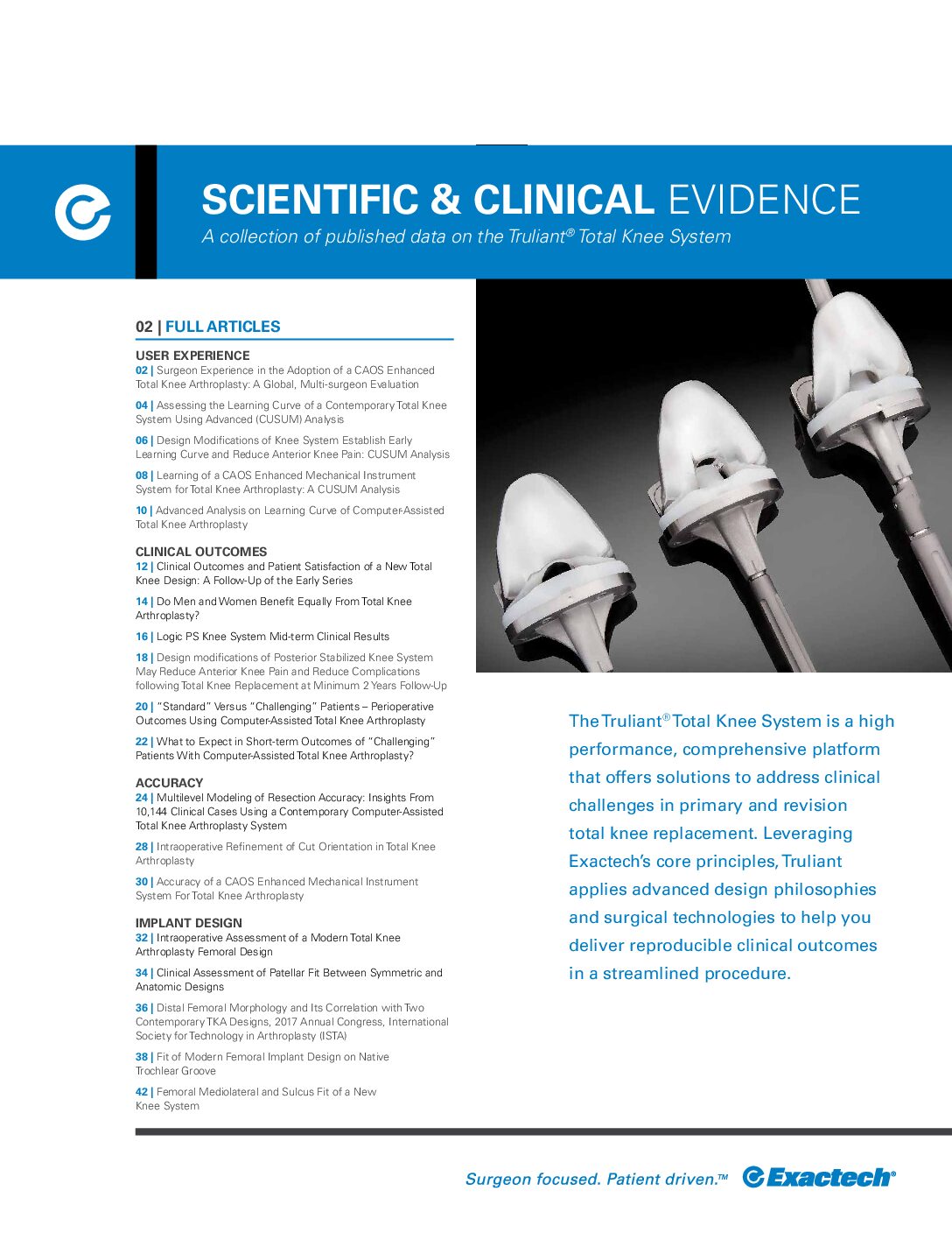 Exactech Truliant Knee System Results – 712-25-04 Rev F